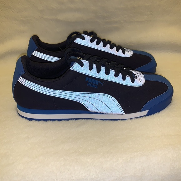Puma Men’s Roma NBK Reflective Shoes Size 10.5 Peacoat-Strong Blue New W/Box - Picture 3 of 5